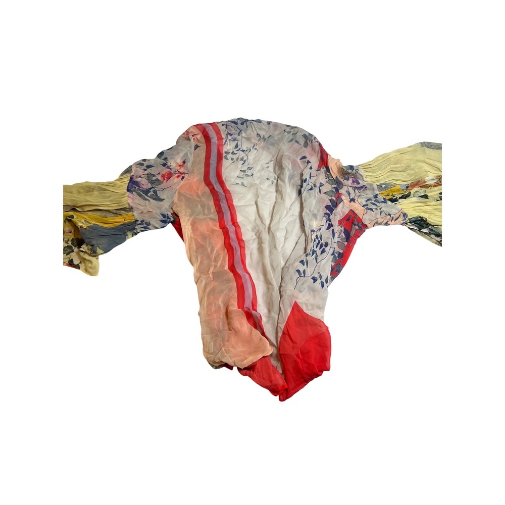 Floreat Anthropologie Mixed Floral Paisley Kimono Cardigan Pleated Bell Sleeves - Picture 5 of 6